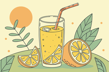 24 orange juice, citrus, lemon, glass, drink, refreshing, summer, bright, vibrant, background