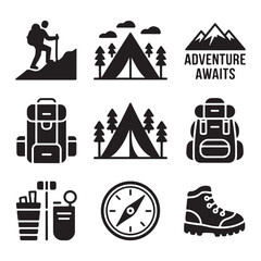 Adventure Silhouettes of Hiking, Camping, and Outdoor Gear