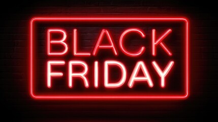 Elegant Black Friday Neon Sign with Glowing Red Light
