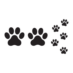 Fototapeta premium Minimalist Black Paw Vector Icons Set – Simple Animal Tracks, Pet and Wildlife Clipart SVG