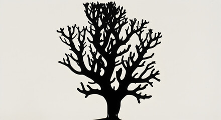 Fototapeta premium Silhouette Of A Bare Tree Branches Against Neutral Backdrop