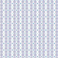 Seamless Pattern. A repeating pattern consisting of vertically arranged blue spiral elements. This pattern gives a classic and decorative impression.