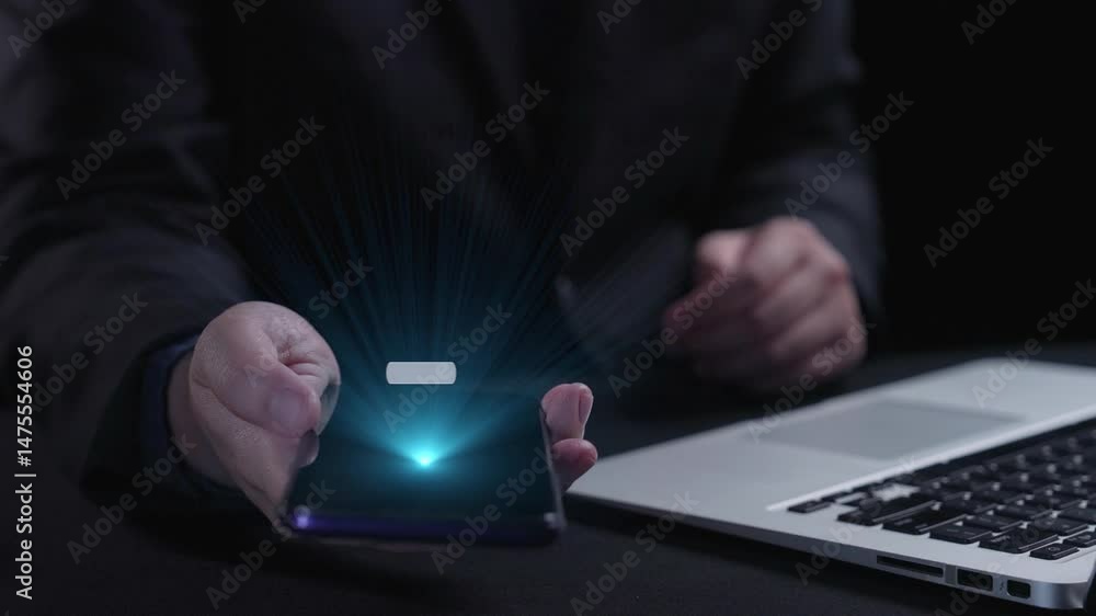 Poster business person conducts search engine research, extracting valuable data for strategic decisions. u