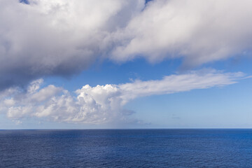 Scenic View of Pacific Ocean Waters and Blue Sky Near Hawaii