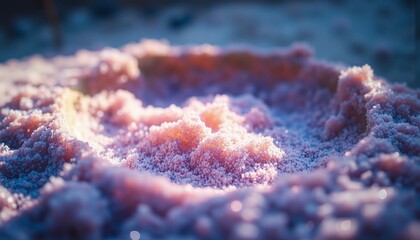 Naklejka premium Ethereal Iridescence: Shimmering Particles in Softly Shadowed Basin, Mesmerizing Ripple Effect