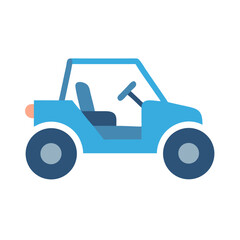 Blue Dune Buggy Icon on Black Background Illustration