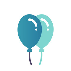 Blue balloons on black background icon illustration art