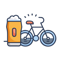 Beer and Bicycle Illustration on Black Background Image