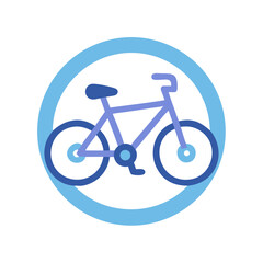 Fototapeta premium Blue bike icon in circle for cycling path