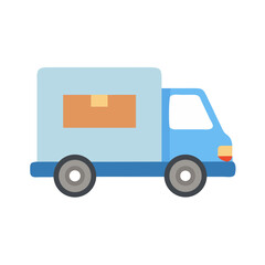 Cute Blue Delivery Truck with Parcel Illustration