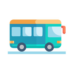Cartoon Bus Vector Illustration with Blue and Orange