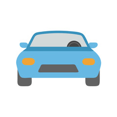 Obraz premium Cartoon Blue Car Front View on Black Background