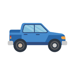 Fototapeta premium Blue Cartoon Pickup Truck on a Black Background