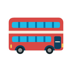Cartoon double-decker bus illustration on black background