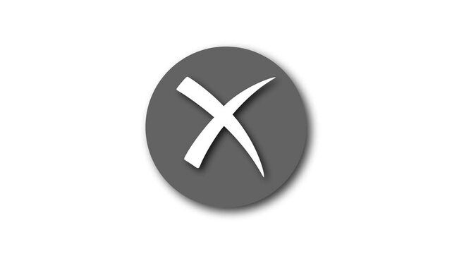 Bold 3d X Mark Symbol Animation on Circle Background