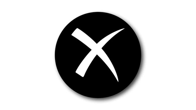 Bold 3d X Mark Symbol Animation on Circle Background
