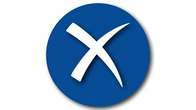 Bold 3d X Mark Symbol Animation on Circle Background