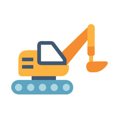 Vector Excavator Icon on Black Background Illustration
