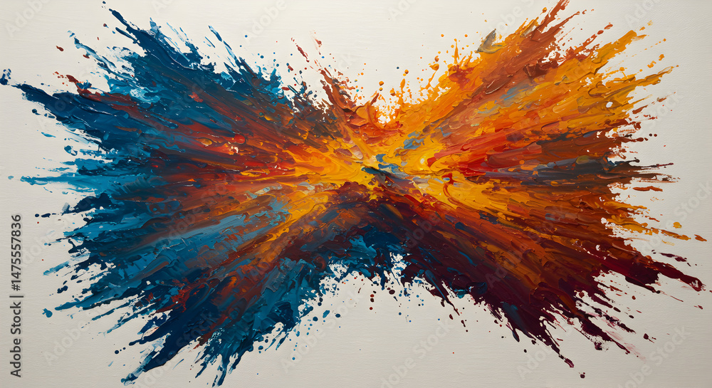 Poster abstract expression of energy and colors exploding from a central point