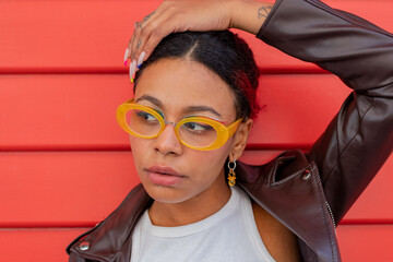 portrait of latin girl with glasses
