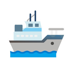 Flat Vector Graphic of Cruise Ship on Water