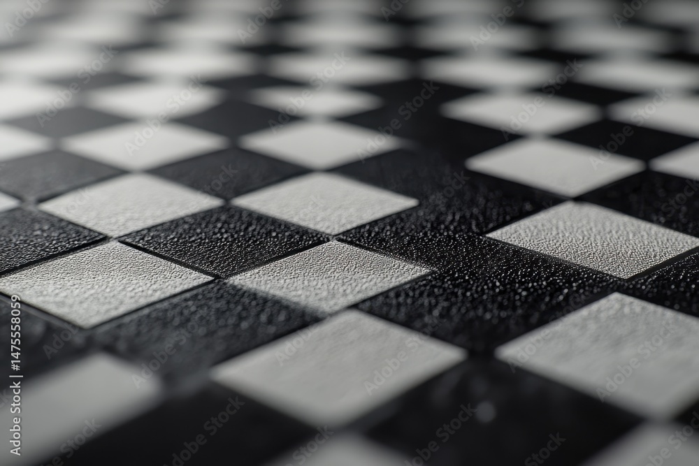 Poster close-up macro shot of a chessboard highlighting detailed textures in a dynamic composition, macro p