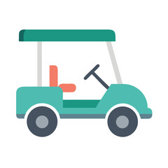 Teal Golf Cart Icon Vector Illustration on Black