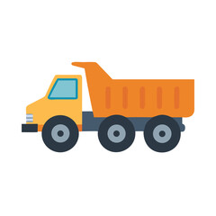 Orange Dump Truck Illustration on a Black Background