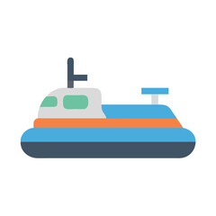 Stylized Hovercraft Illustration on a Black Background
