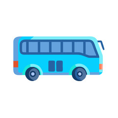 Blue Mini Bus Vector Illustration on Black Background