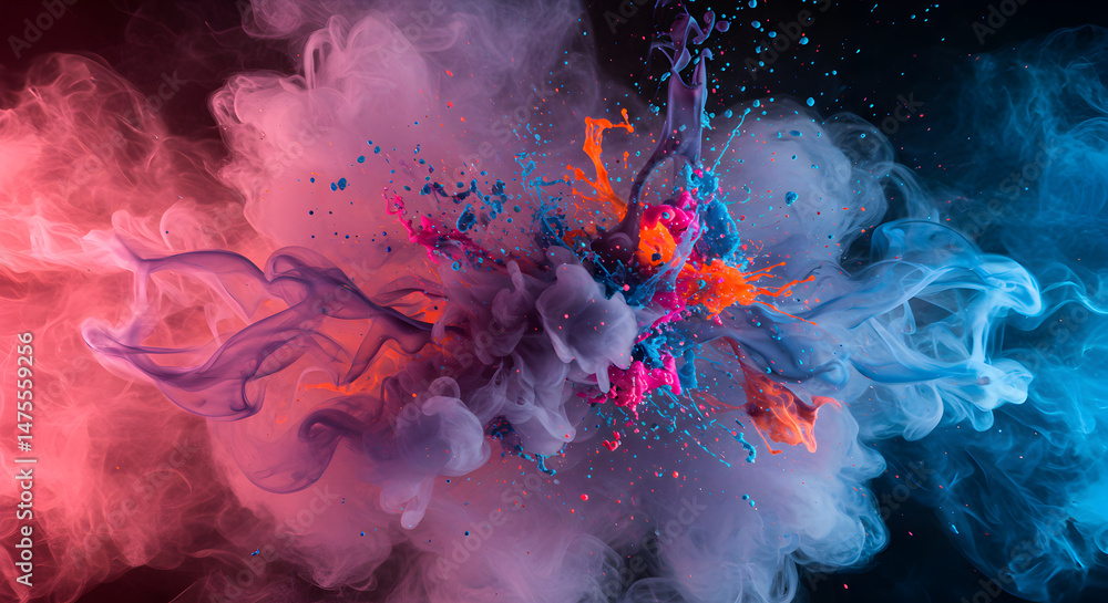 Poster vibrant color clouds intermingling in a dynamic abstract composition