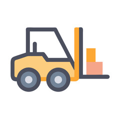 Vector Illustration of Forklift Truck Lifting Boxes