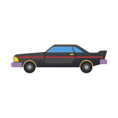 Flat Illustration of a Classic Black Muscle Car
