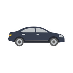 Dark Blue Sedan Illustration Isolated on Black Background