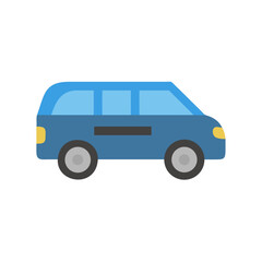 Blue minivan illustration on a black background