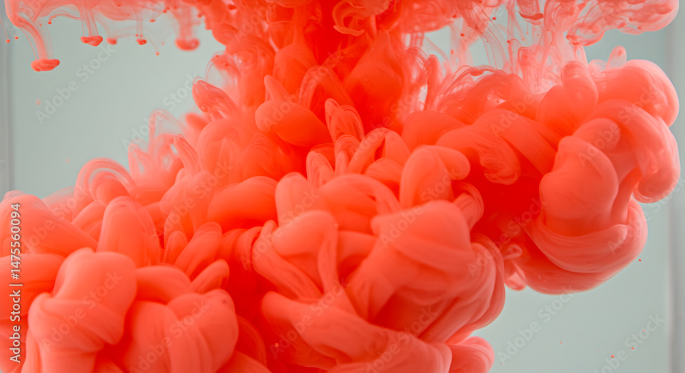 Aufkleber vivid coral ink flowing underwater creating abstract shapes and patterns