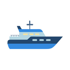 Modern Yacht Vector Illustration Isolated on Black Background