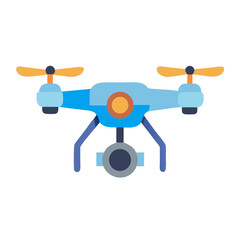 Blue drone illustration with camera on a black background