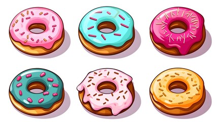 Fototapeta premium Fun and Colorful Cartoon Plate of Donuts Vector Illustration for Food Lovers and Bakery Enthusiasts