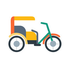 Colorful Vector Auto Rickshaw Illustration on Black Background