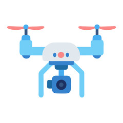 Cute Cartoon Drone Illustration on Black Background