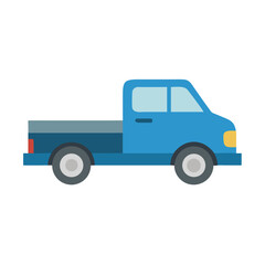 Flat Vector Illustration of Blue Pickup Truck Vehicle