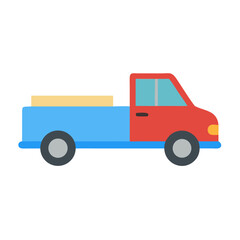 Naklejka premium Cartoon Pickup Truck Vector Illustration on Black Background