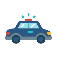 Blue police car icon with flashing emergency lights
