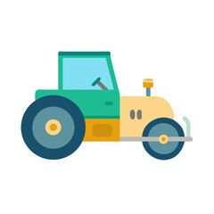 Cartoon Road Roller Vector Illustration on Black Background