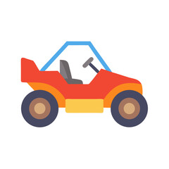 Red Buggy Illustration on Black Background, Isolated Design