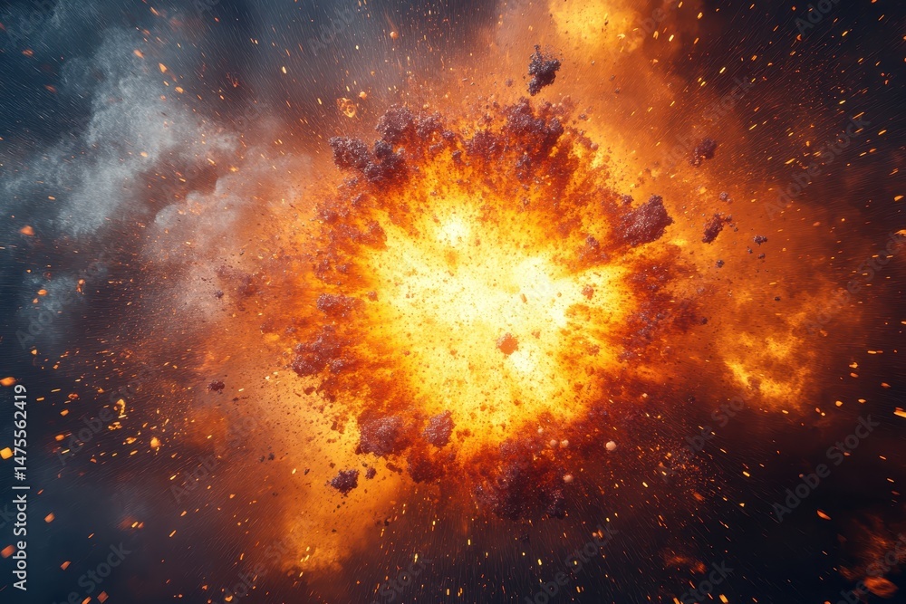 Aufkleber dynamic explosion of abstract particles creating a vivid visual effect in a dark environment, abstra