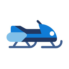 Blue snowmobile illustration on a black background.