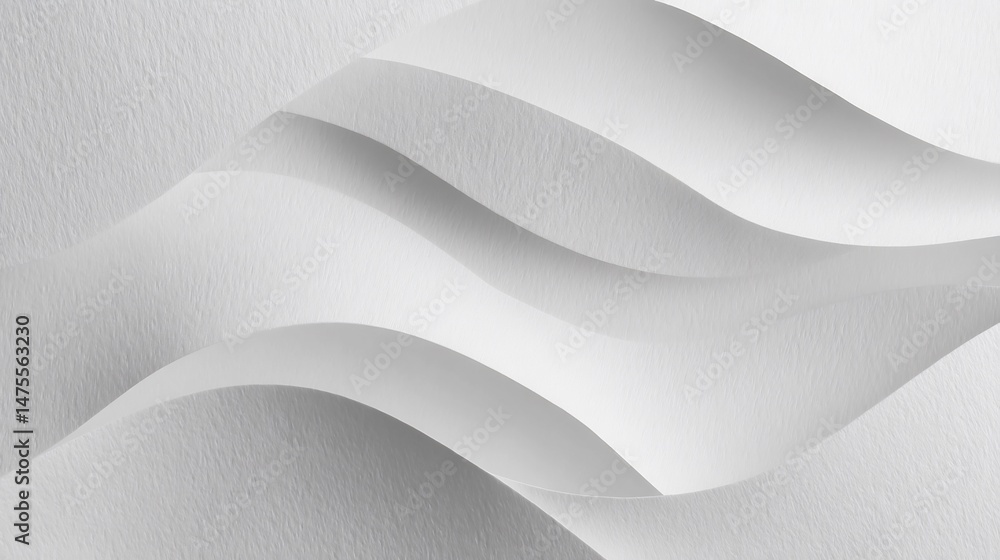 Poster elegant white waves forming a delicate paper abstraction with soft shadows
