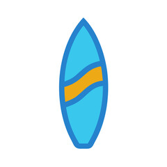 Surfboard icon isolated on black background for surfing
